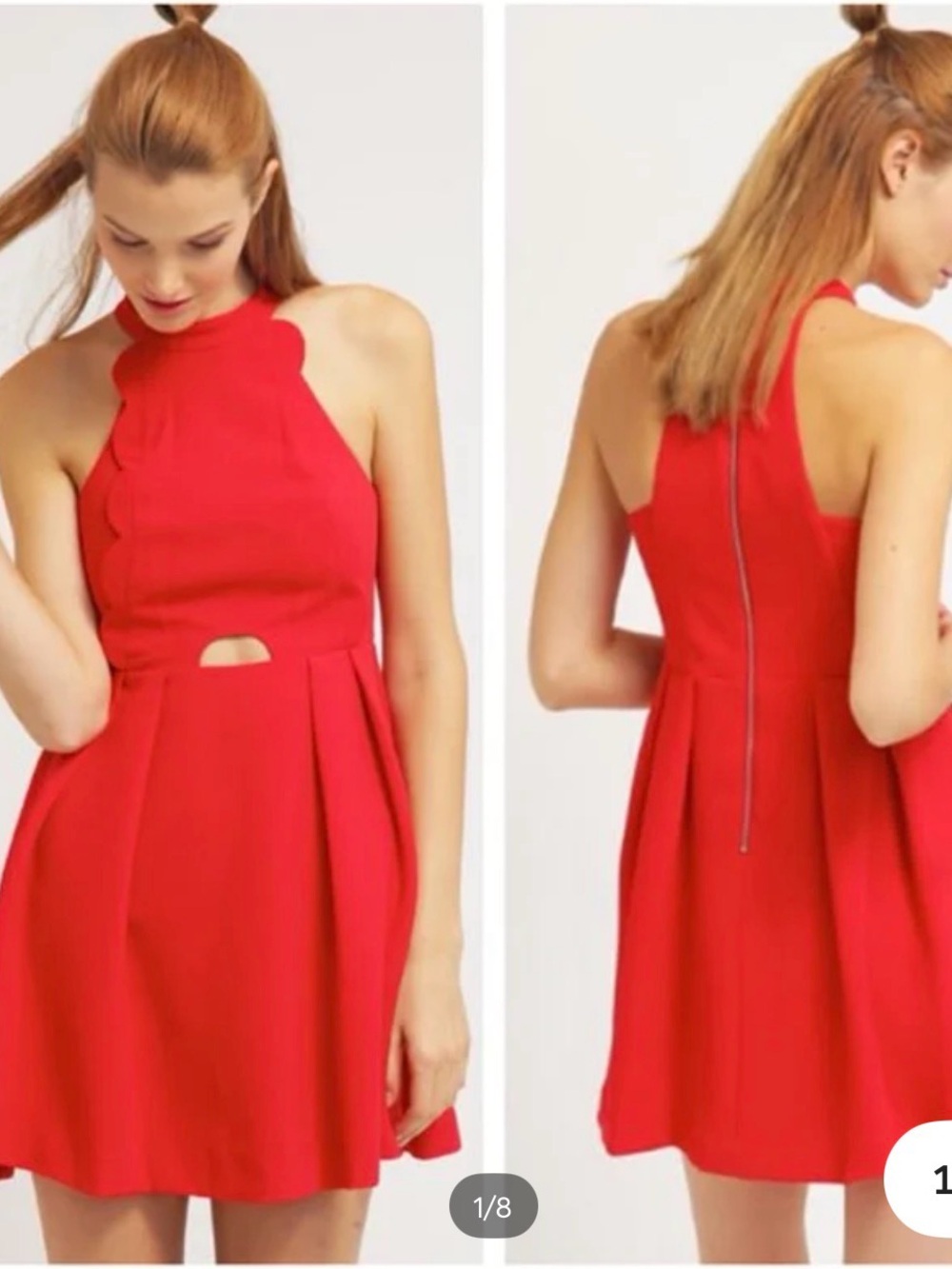 BCBGeneration - Red Scallop Halter Cutout Dress - Sz.2 NWT